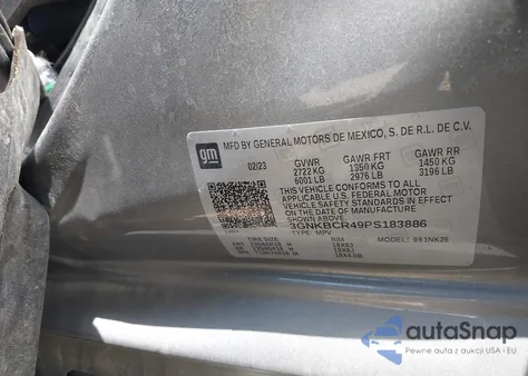 2023 Chevrolet Blazer Fwd 2Lt из США, поврежденный, VIN 3GNKBCR49PS183886